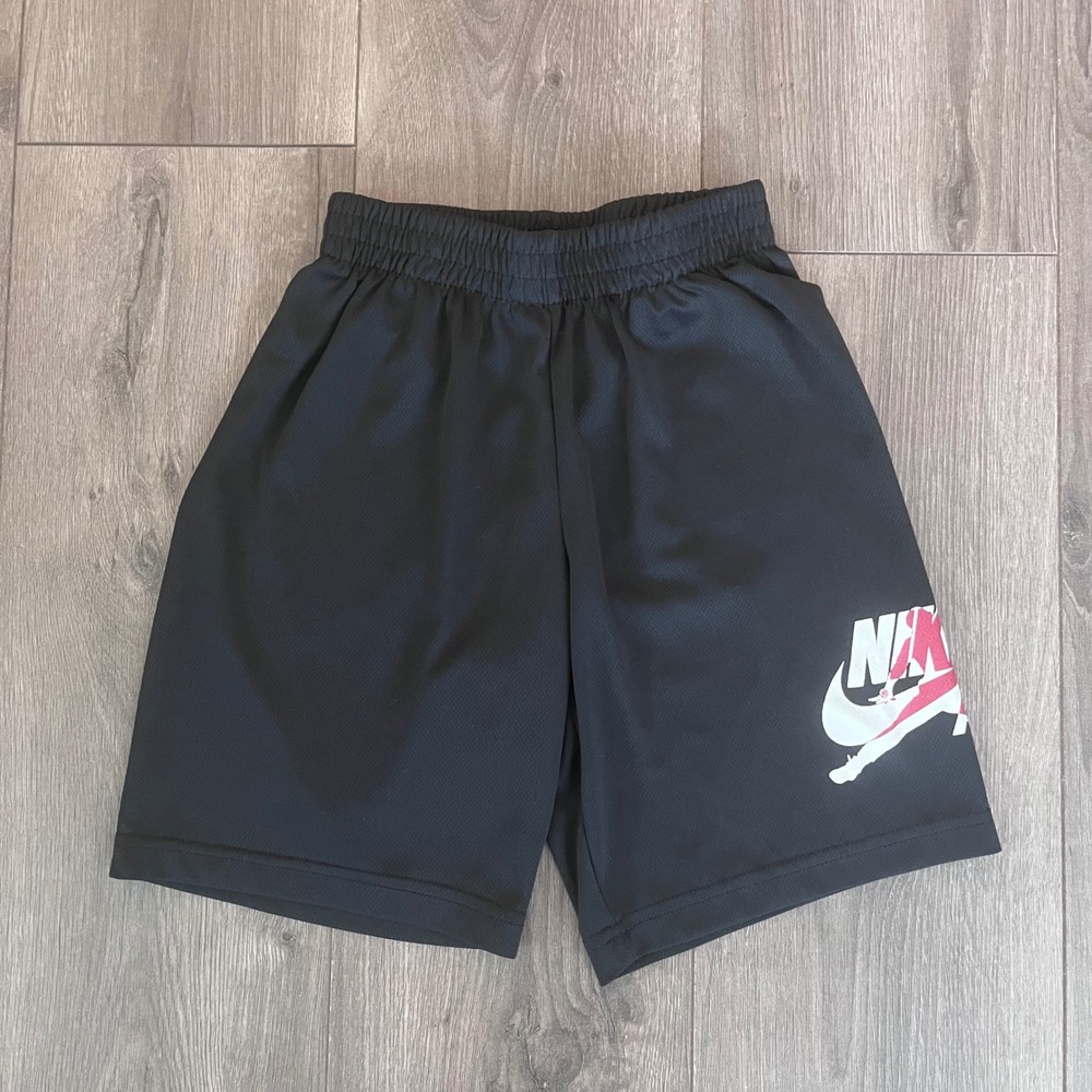 Jordan Nike Air Jumpman Boys Mesh Basketball Shorts Black Size Small 8-10